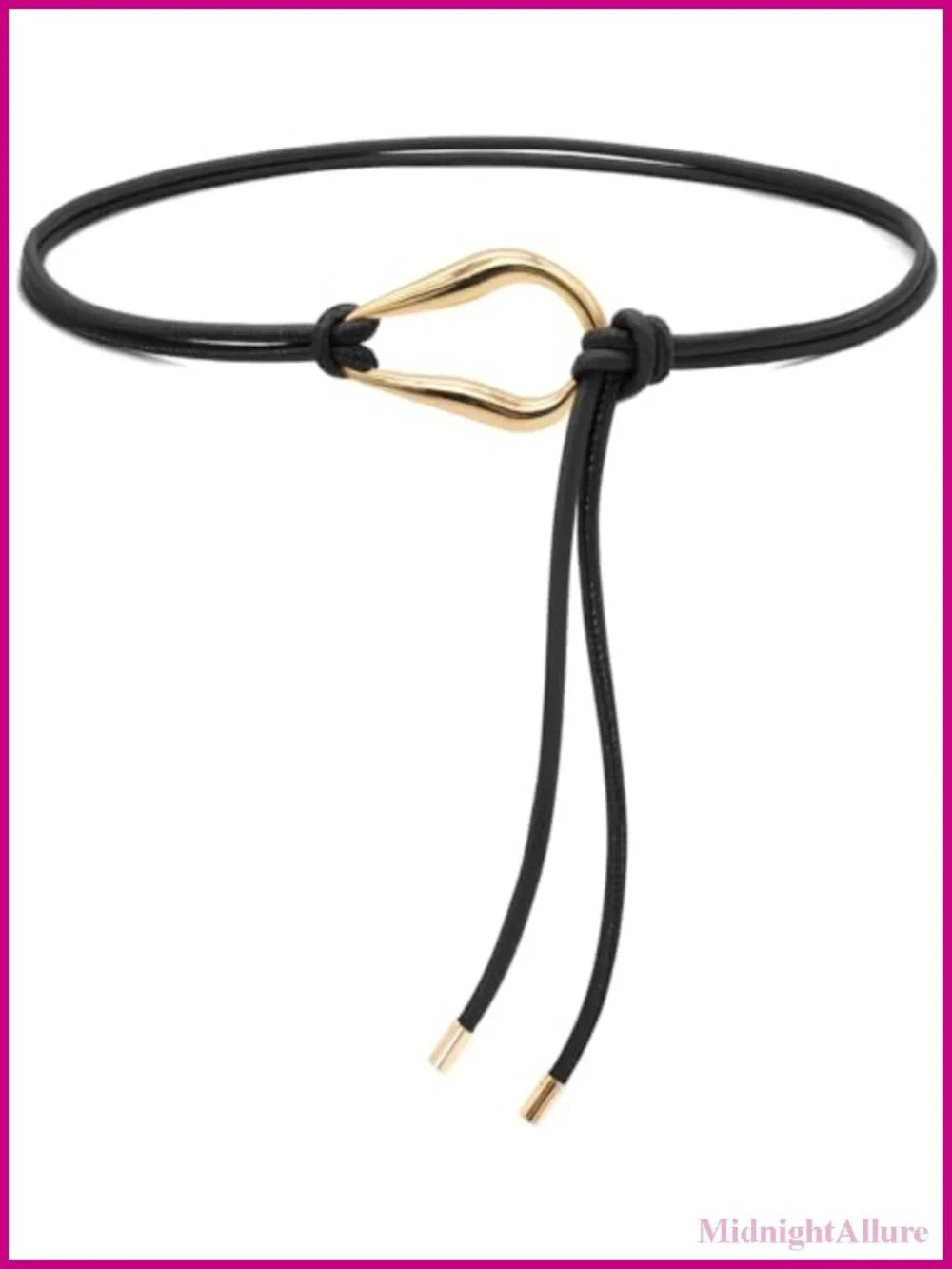 PU Leather Knotted Thin Belt with Gold Buckle for Dresses